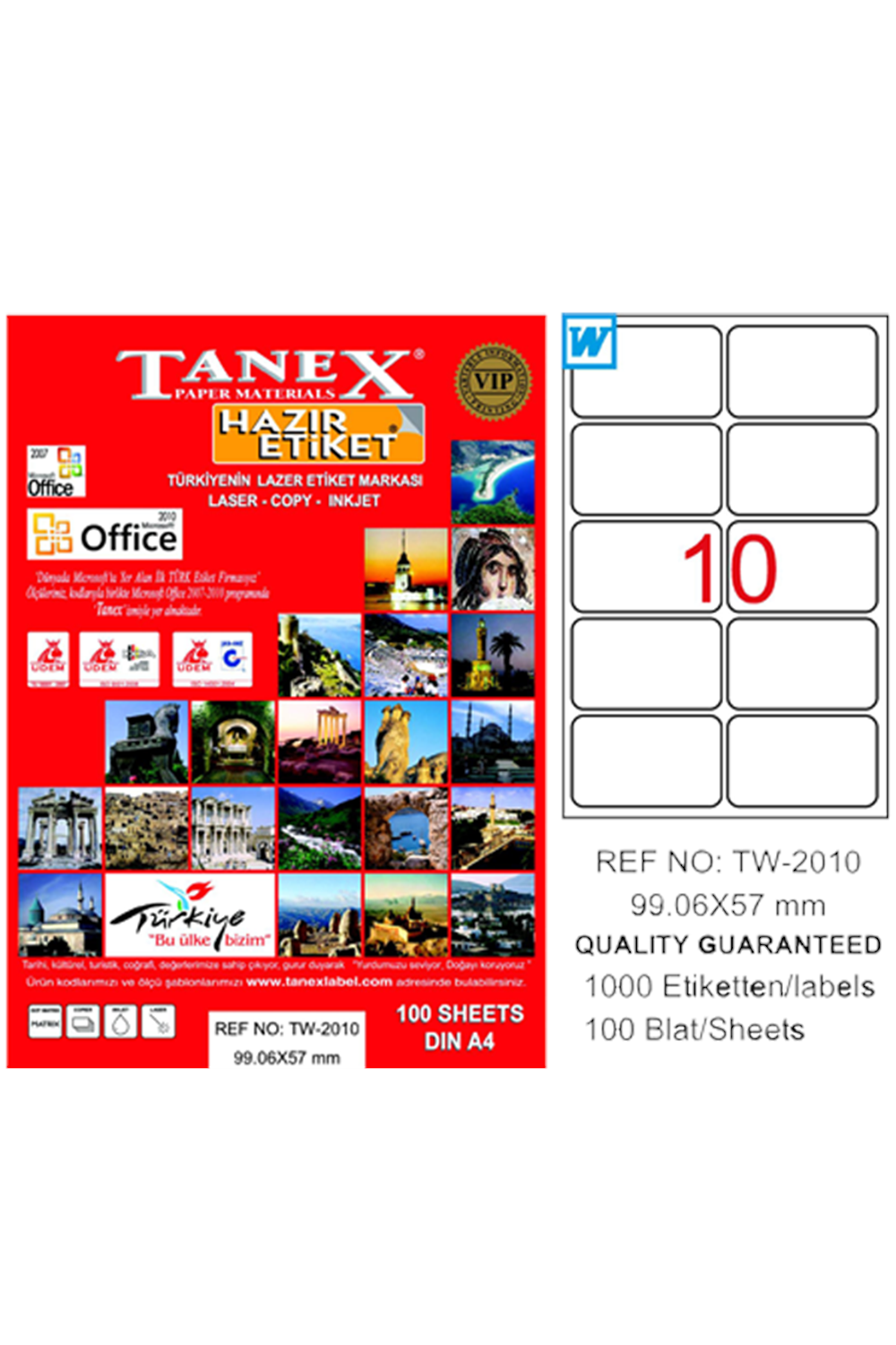 Tanex Laser Etiket 100 Yp 99.1x57 Laser-copy-ınkjet Tw-2010