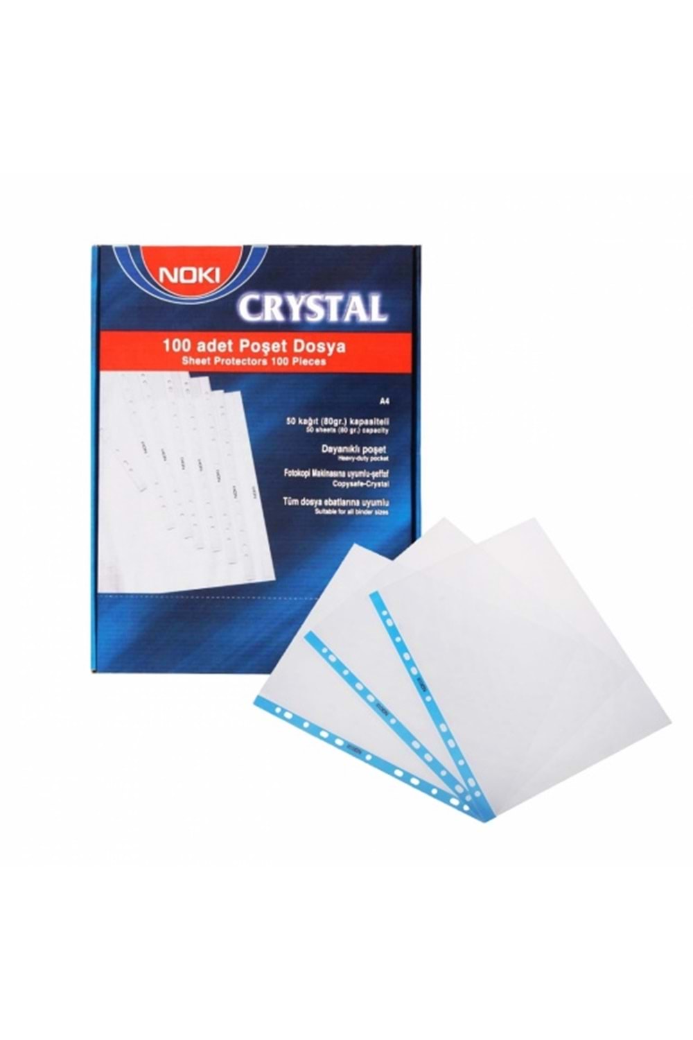 Noki Poşet Dosya Kristal Mavi Kenarlı 100 Lü A4 4830cr