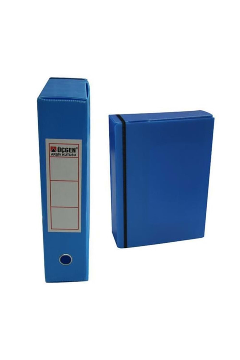 Üçgen Proje Kutusu Plastik Lastikli Battal Geniş 29x36x15 Mavi