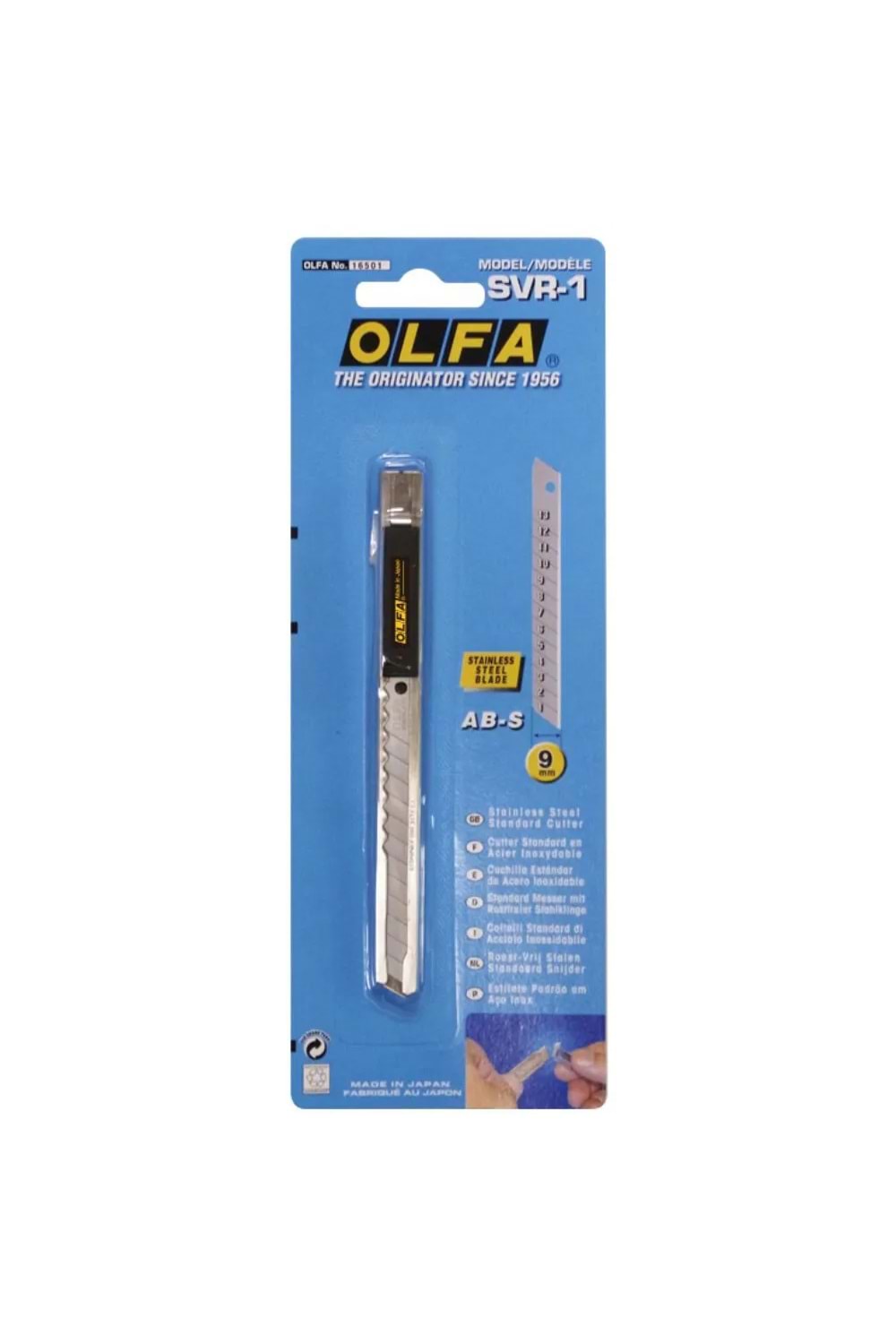 Olfa Svr-1 Paslanmaz Çelik Gövde Tasarımlı, 2 Yedek Bıçaklı Dar Maket Bıçağı