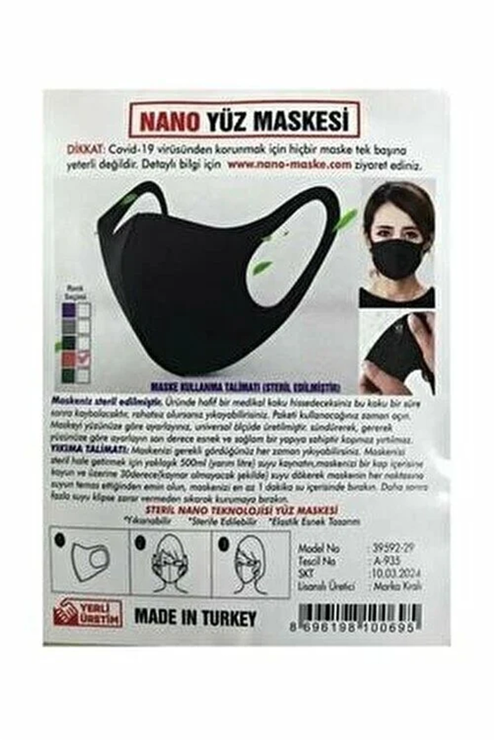 Nano Steril Tekstil Yüz Maskesi