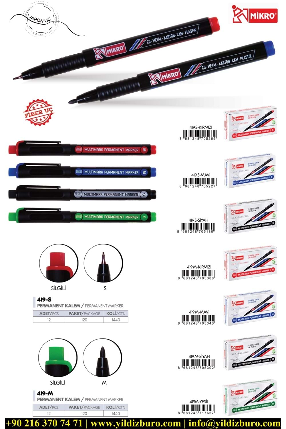 Mikro Asetat Kalemi Permanent S Seri Siyah Mk-419