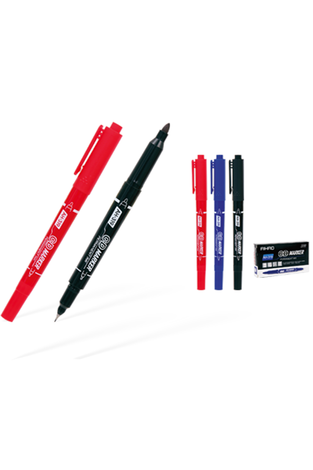 Aihao Asetat Kalemi Permanent Çift Taraflı Mavi Ah-319