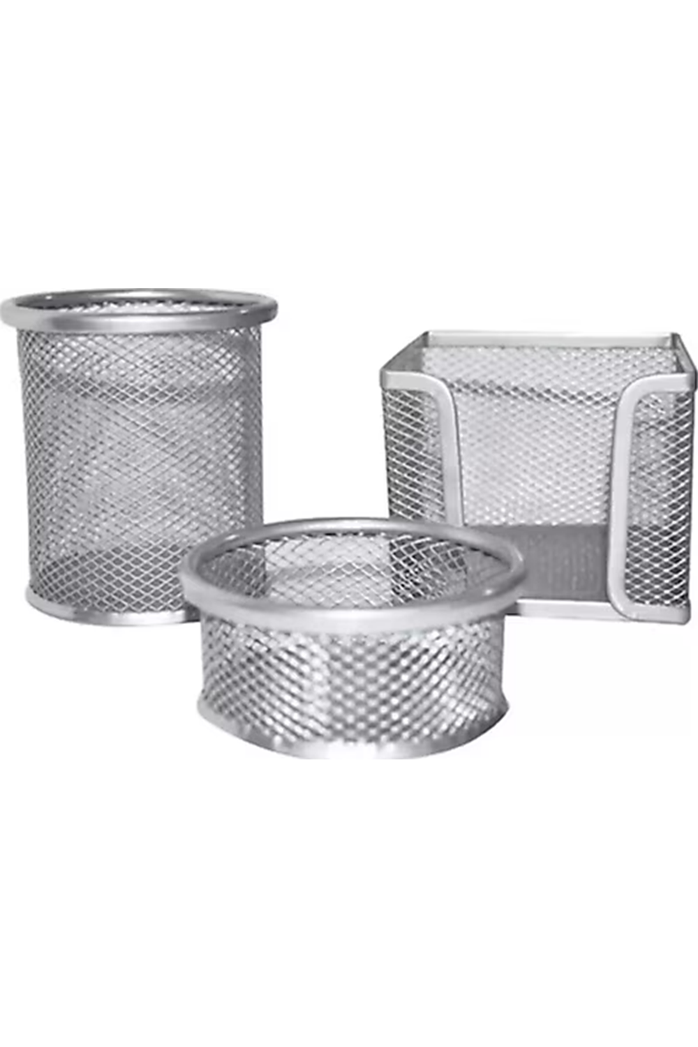 Temat Masa Seti Ataşlık-kağıtlık-kalemlik 3 Lü Metal Perforeli 1000 Gümüş