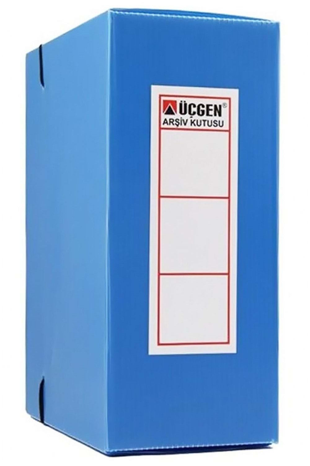 Mavi Üçgen Arşiv Kutusu Plastik Lastikli Dar 24x32x5