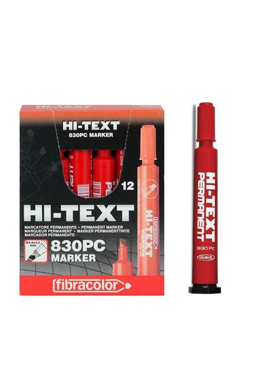 Hi-text Markör Permanent Kesik Uçlu Kırmızı 830pc