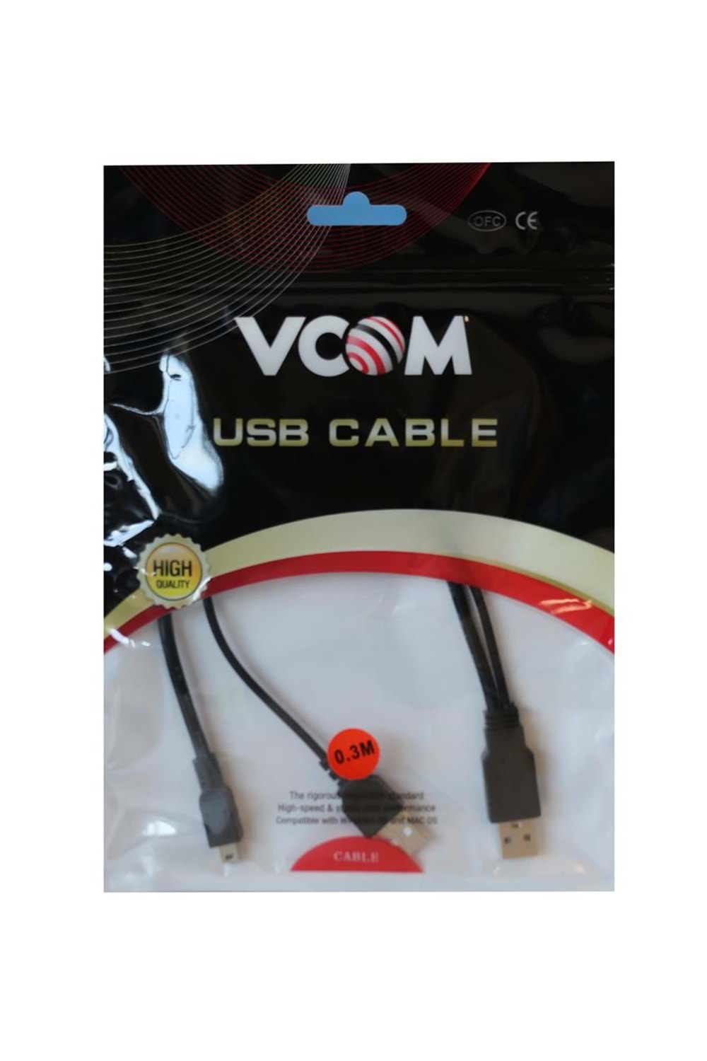 Vcom Usb 2.0 2-mini Usb 5pin Black 0.3m