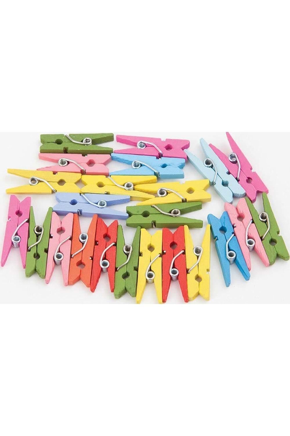 Puti Ahşap Büyük Mandal Renkli 12 Li 8801