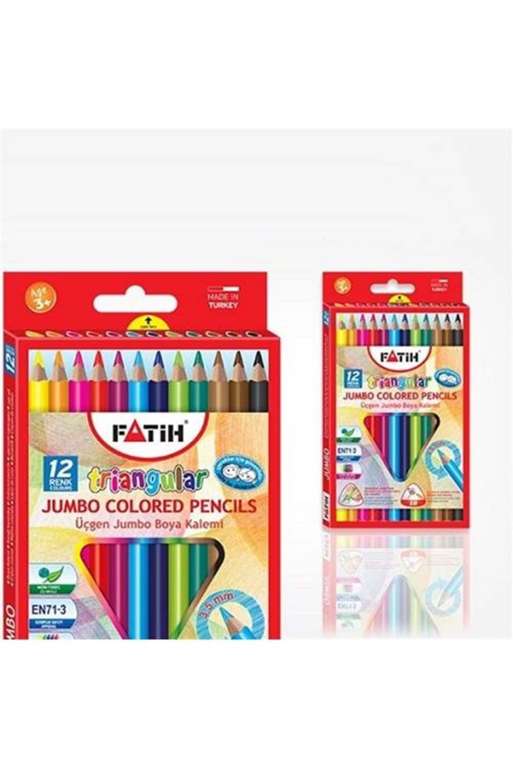 Fatih 12 Renk Üçgen Jumbo Tam Boy Kuruboya Kalemi | 33490