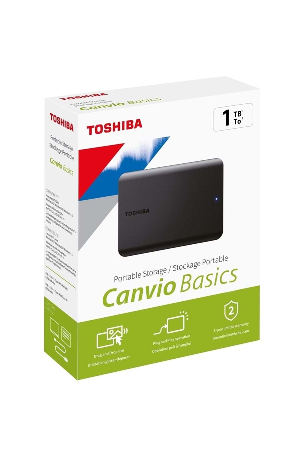 Toshiba Canvio Basic 2.5 İnç 1 Tb Gen1 Hdtb510ek3aa Usb 3.0 Siyah Harddisk