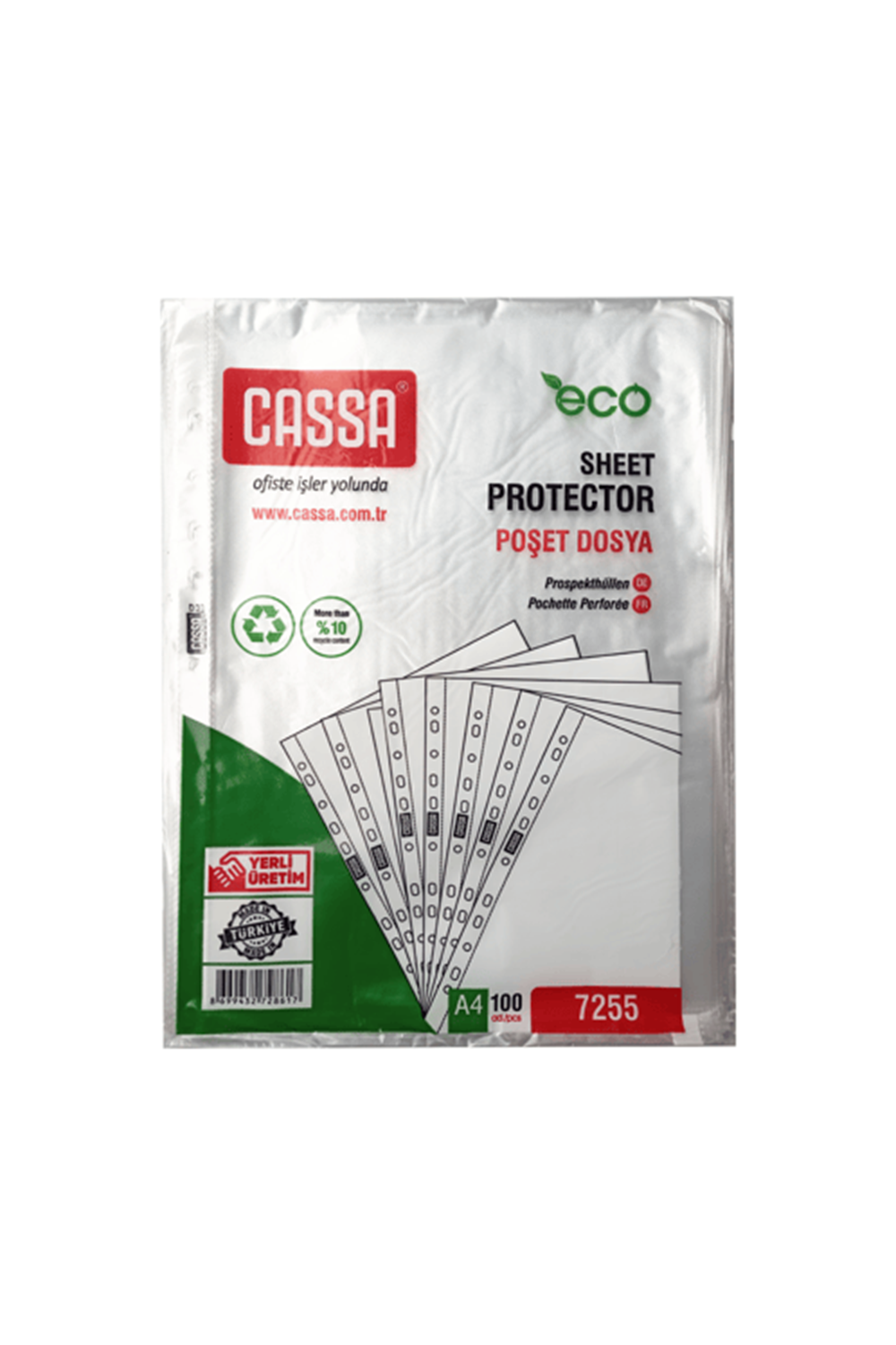 Cassa Poşet Dosya Eco 35 Mic 100 Lü A4 Şeffaf 7255