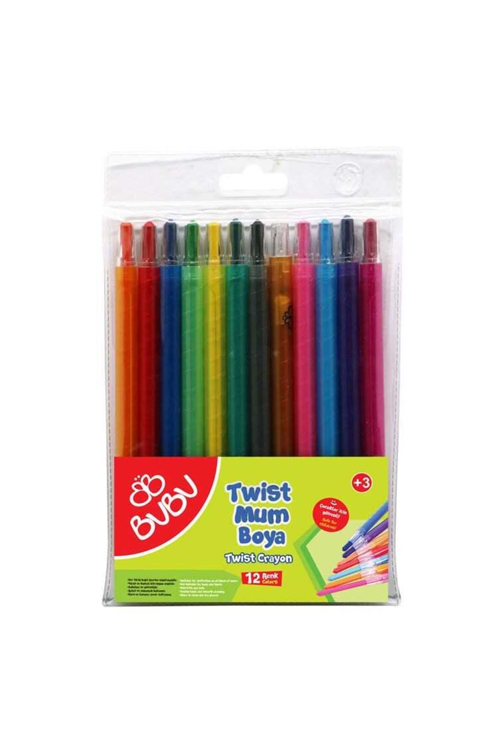 Bu-bu Çevirmeli Mum Boya Twist Crayon 12 Renk | 00044