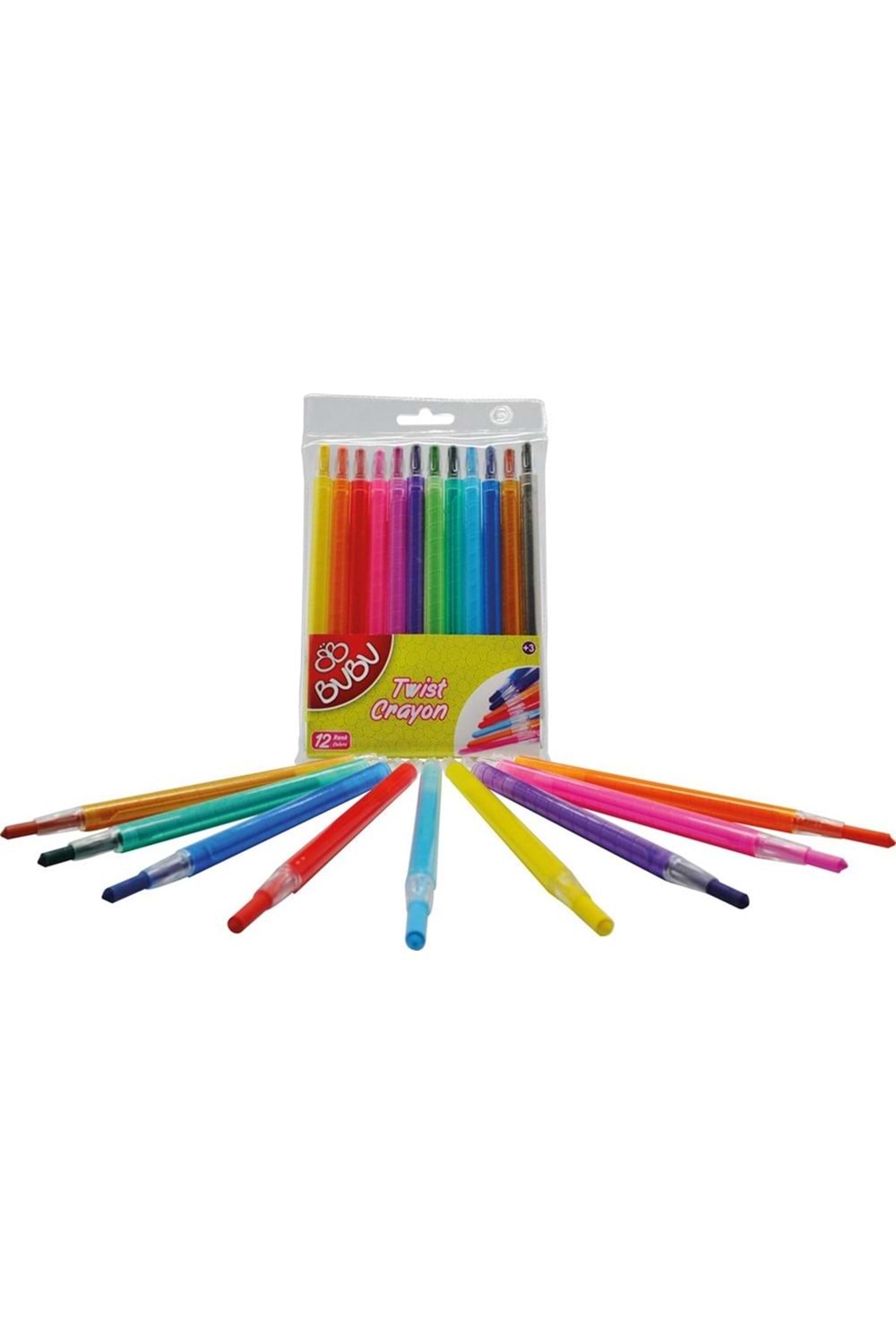 Bu-bu Çevirmeli Mum Boya Twist Crayon 12 Renk | 00044