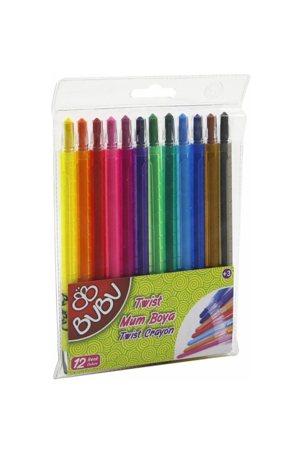 Bu-bu Çevirmeli Mum Boya Twist Crayon 12 Renk | 00044