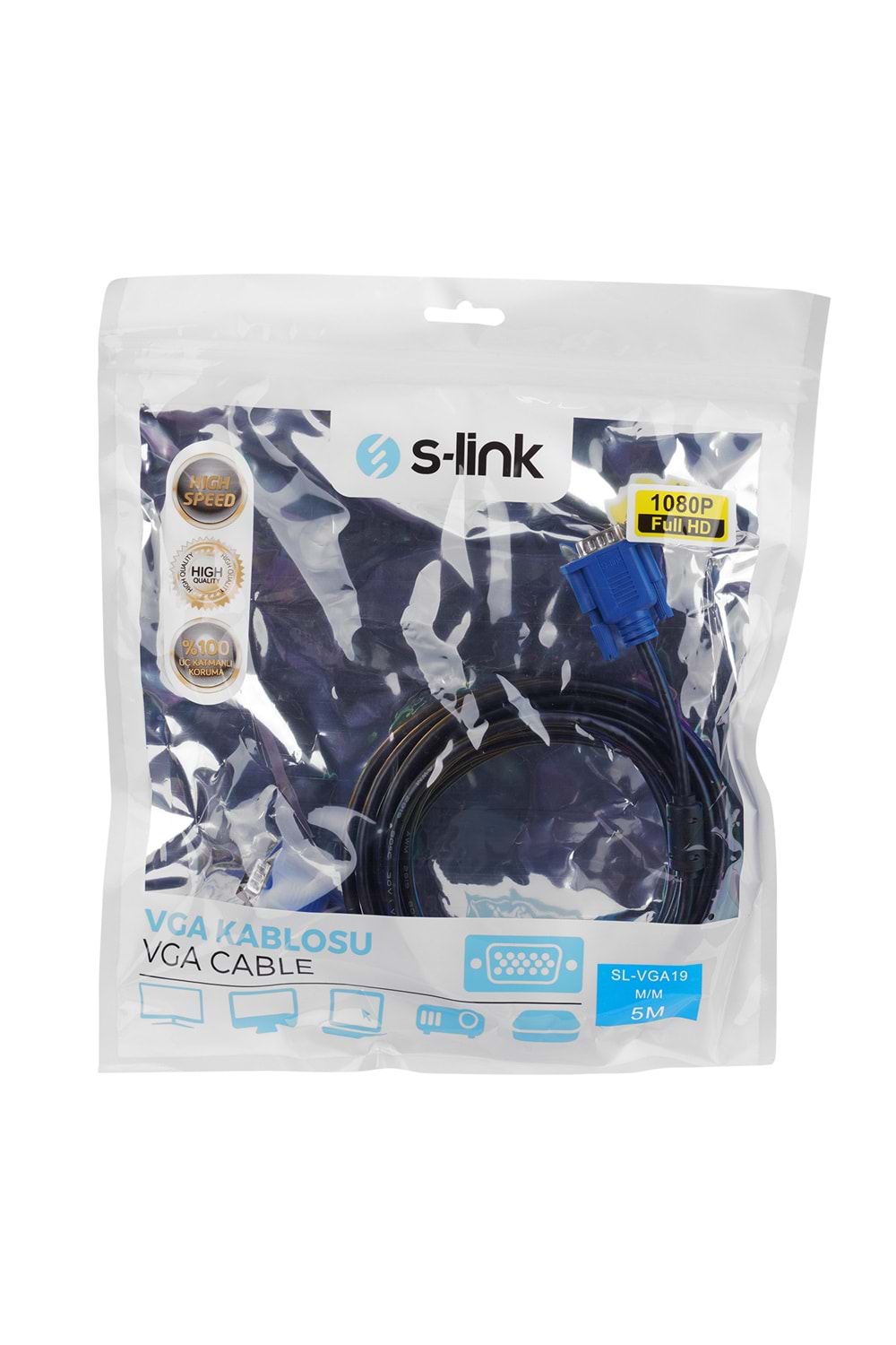 S-link Sl-vga19 5mt Ekran Kartı E-e Data Kablosu
