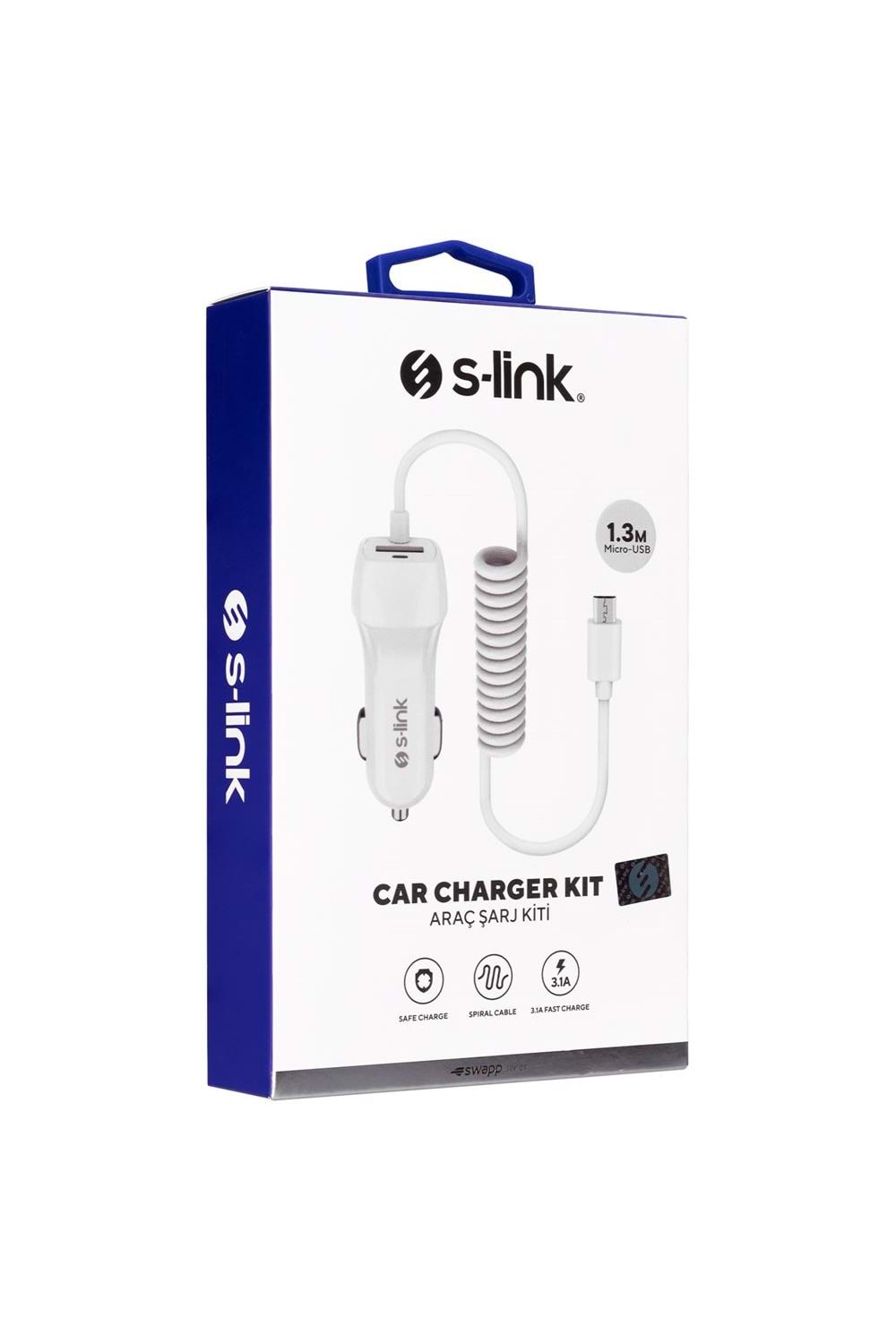 S-link Swapp Sw-c735 Type-c Kablolu 5v 3.1a Kablolu Araç Şarj Cihazı
