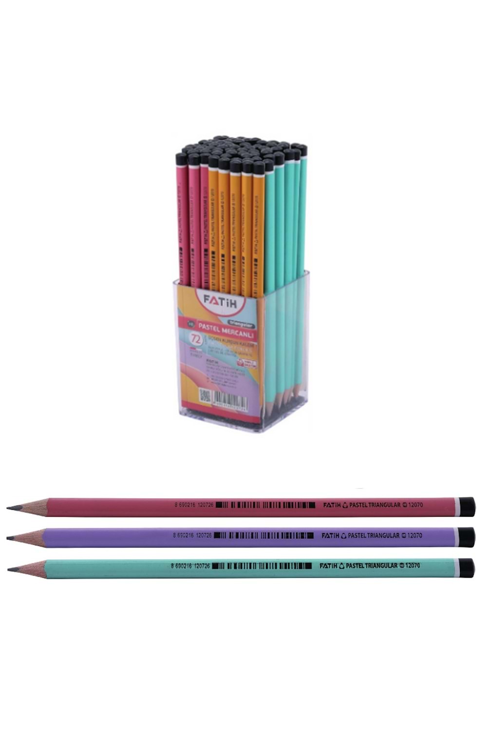 Fatih Kurşun Kalem Üçgen Mercanlı Pastel Renkli 12070
