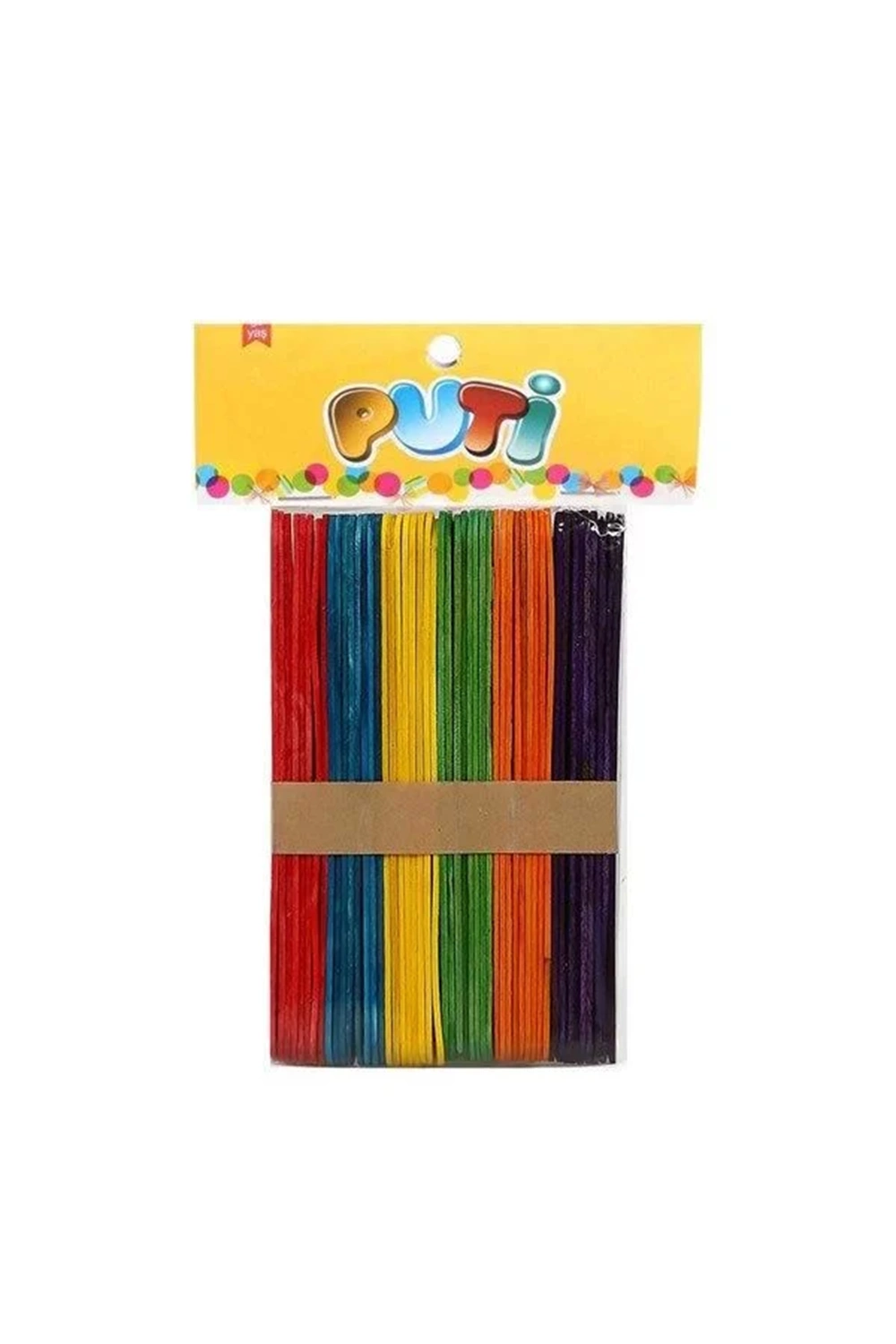 Puti Ahşap Büyük Dil Çubuğu Renkli 50 Li 4605