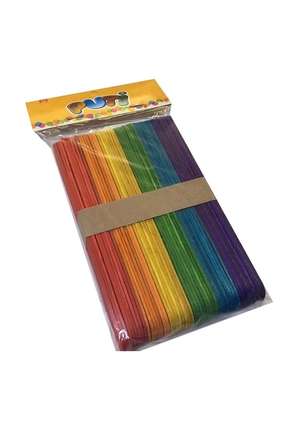 Puti Ahşap Büyük Dil Çubuğu Renkli 50 Li 4605