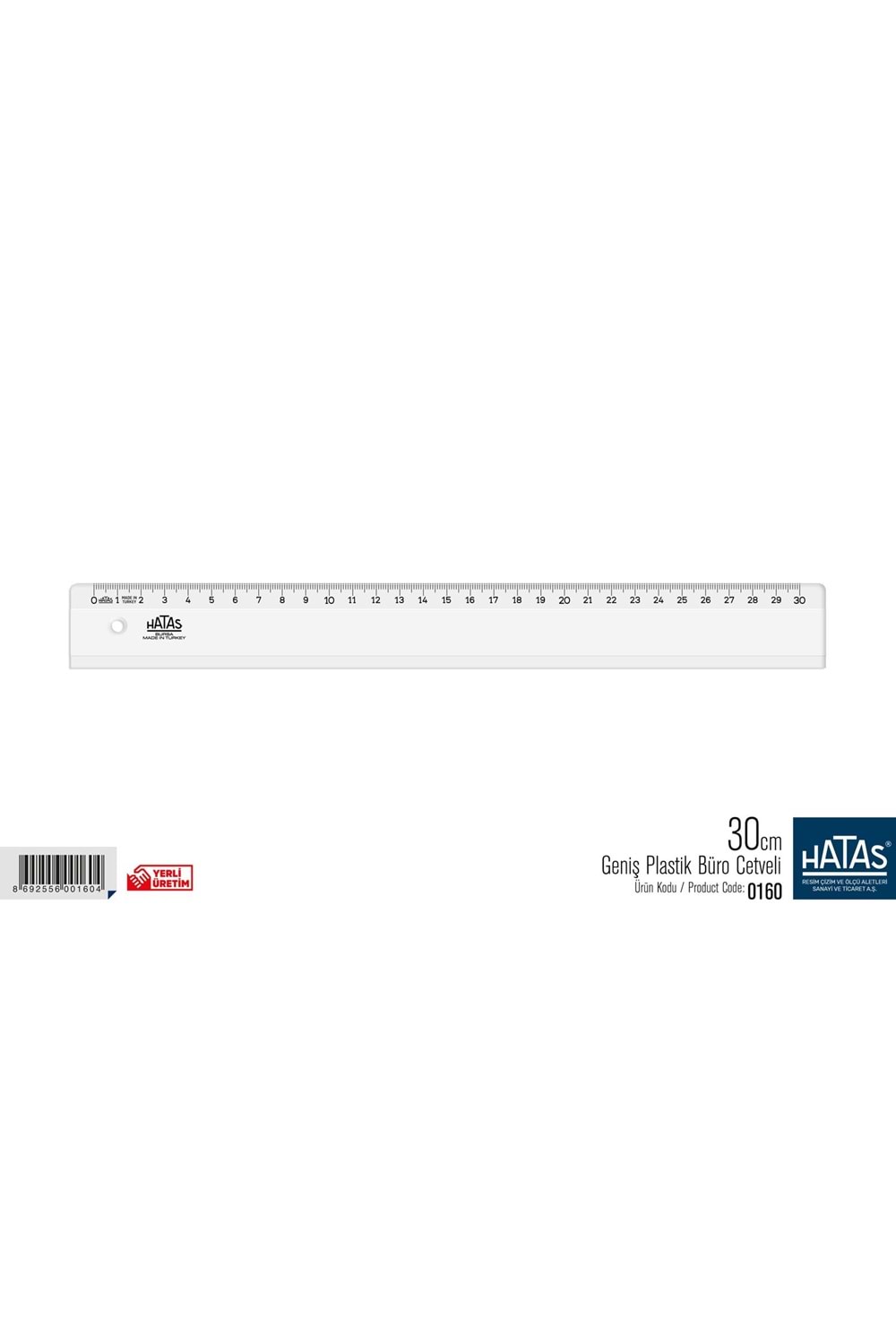 Hatas Standart Cetvel Plastik Geniş 30 Cm 0160