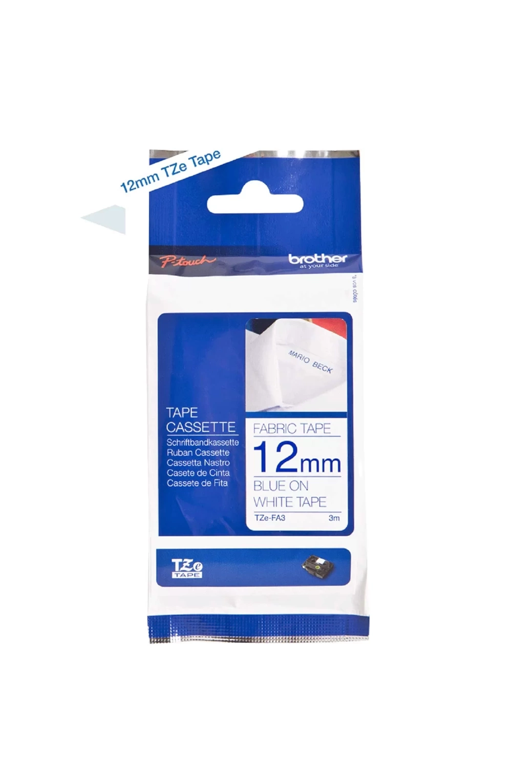 Brother Tze-fa3 P-ttouch Tekstil Ütü Bandı Beyaz Üzeri Mavi