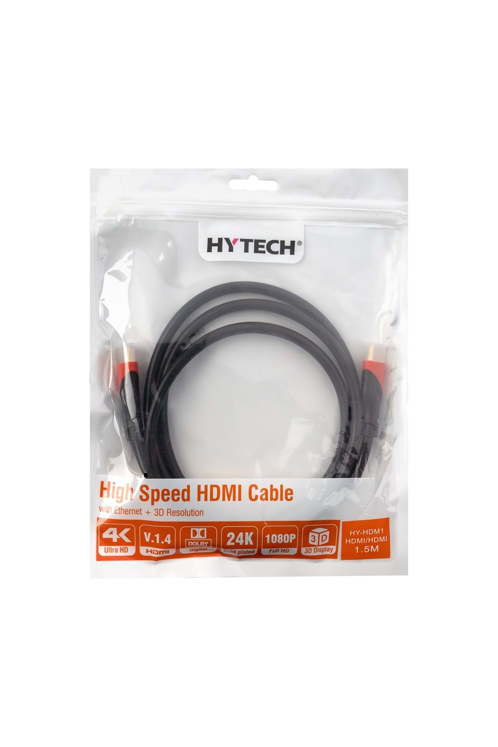 Hytech Hy-hdm1 Hdmı To Hdmı 1.5m Altın Uçlu 24k 1.4 Ver. 3d Kablosu