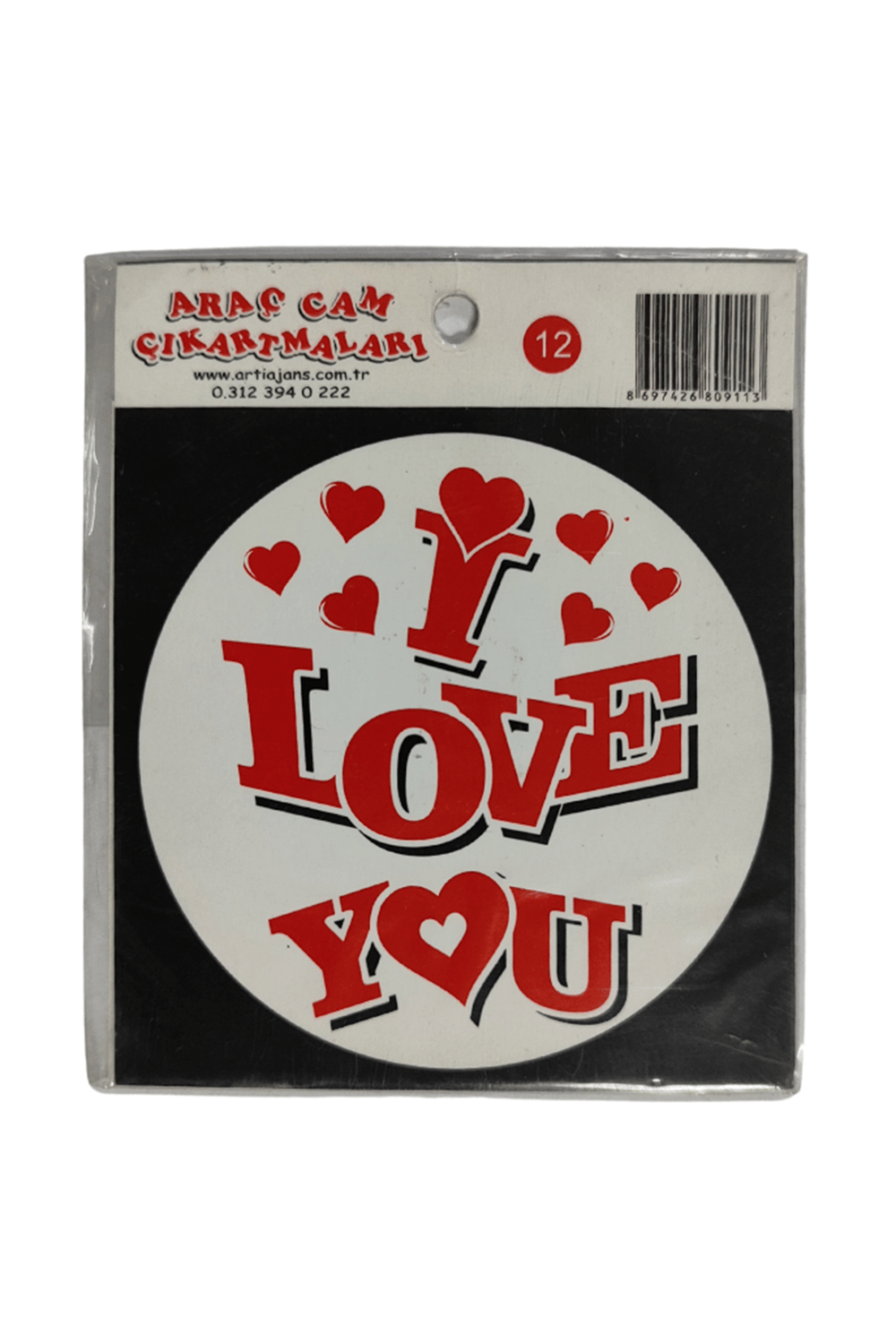 Araç Cam Çıkartma 12 (yuvarlak I Love You)