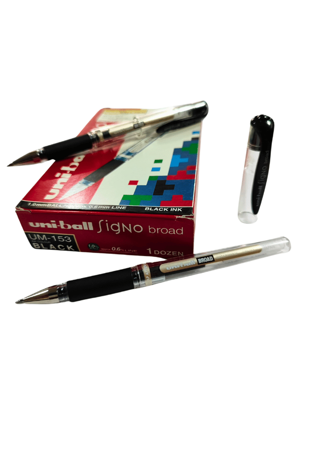 Uni-ball Siyah Roller Kalem Signo Broad Jel Bilye Uç İmza Kalemi 1.0 Mm 12'li Kutu | Um-153