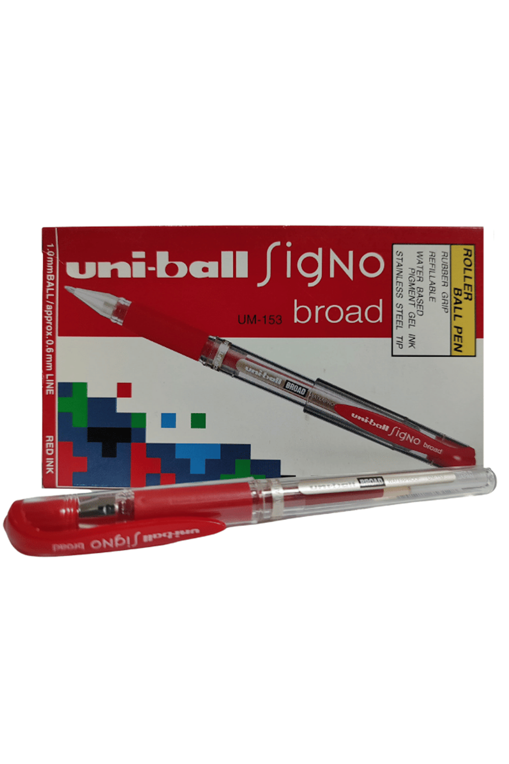 Uni-ball Kırmızı Roller Kalem Signo Broad Jel Bilye Uç İmza Kalemi 1.0 Mm 12'li Paket | Um-153