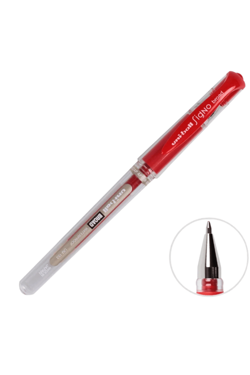 Uni-ball Kırmızı Roller Kalem Signo Broad Jel Bilye Uç İmza Kalemi 1.0 Mm 12'li Paket | Um-153