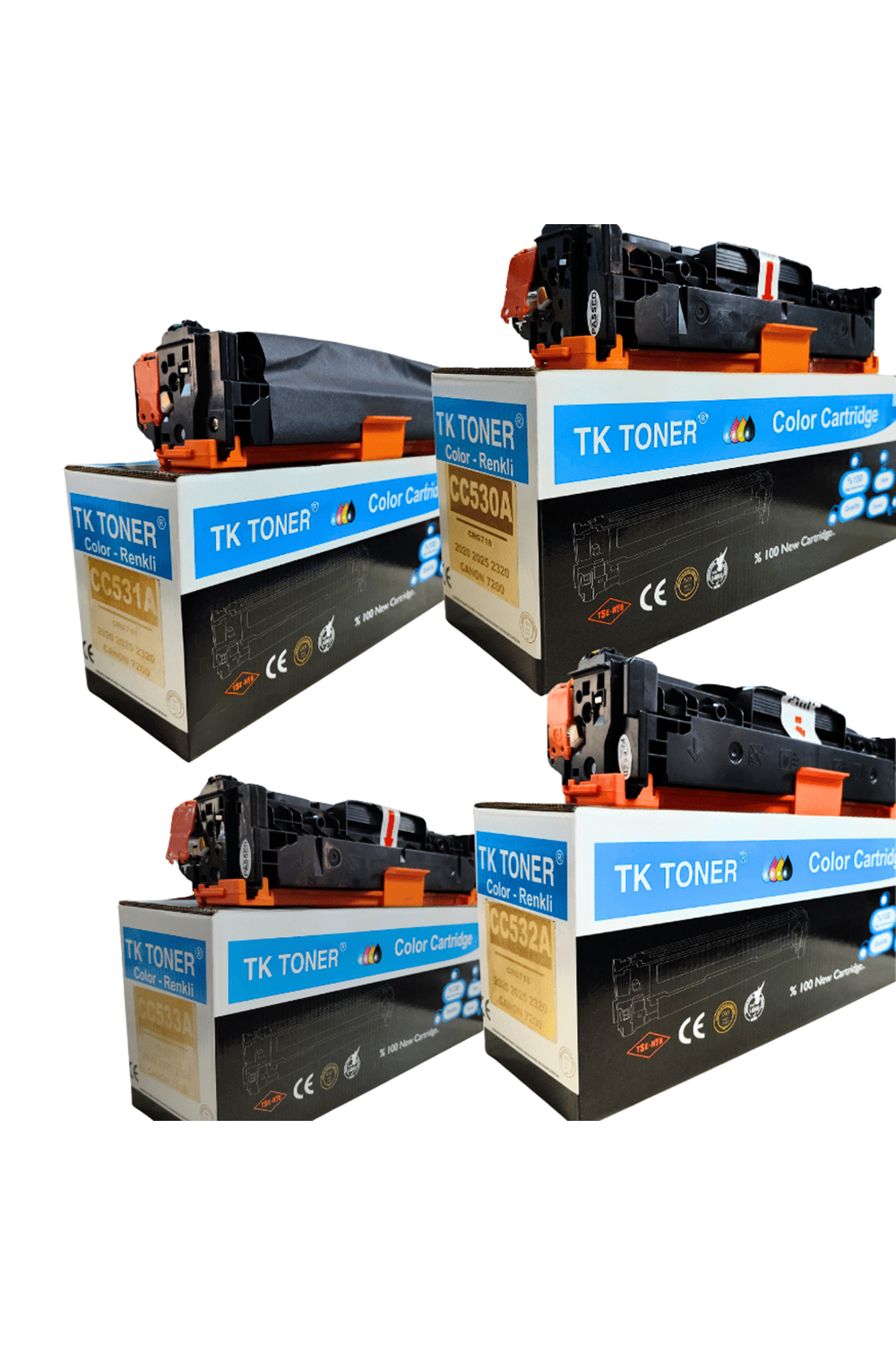 Tk Toner | Tüm Renkler Tk Cc530a - Cc531a - Cc532a - Cc533a - Canon 7200 Tüm Renkler (siyah - Sarı - Kırmızı - Mavi) Muadil Toner ( Crgr718 - 2020 - 2025 - 2320)