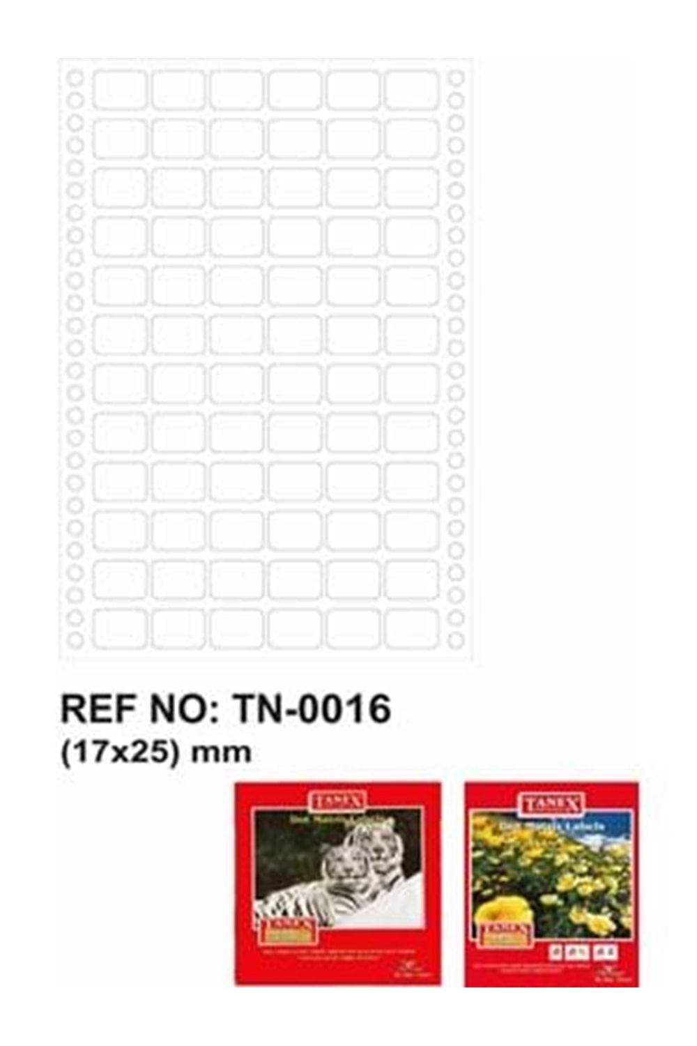 Tanex Tn-0016 Sürekli Form Bilgisayar Etiketi 17x25 Mm