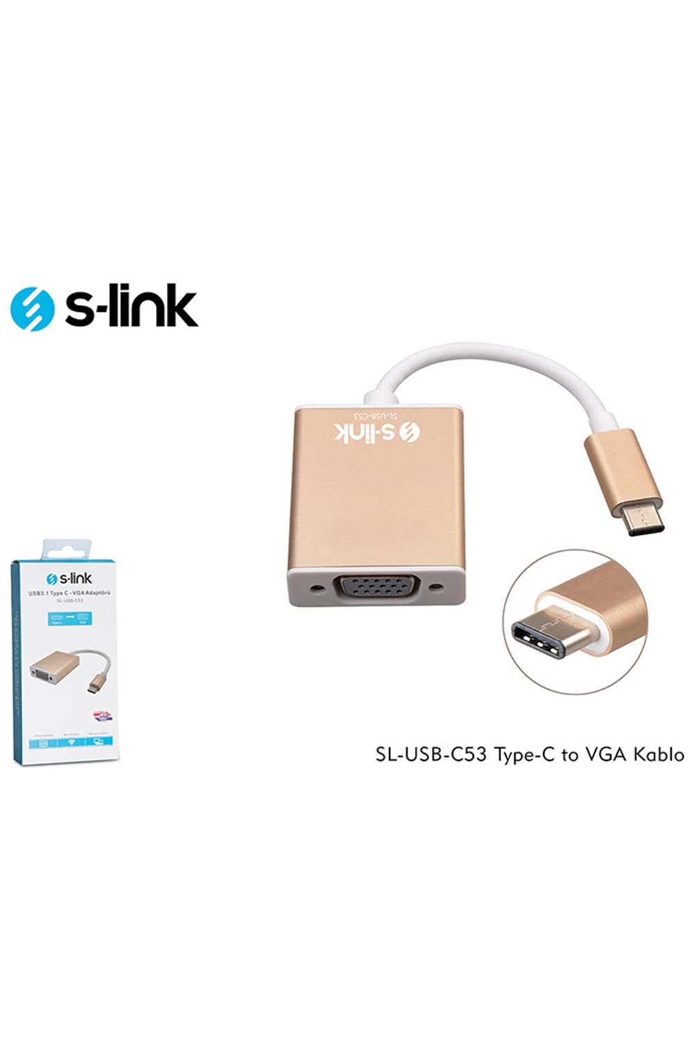 S-link Sl-usb-c53 Type-c To Vga Kablo