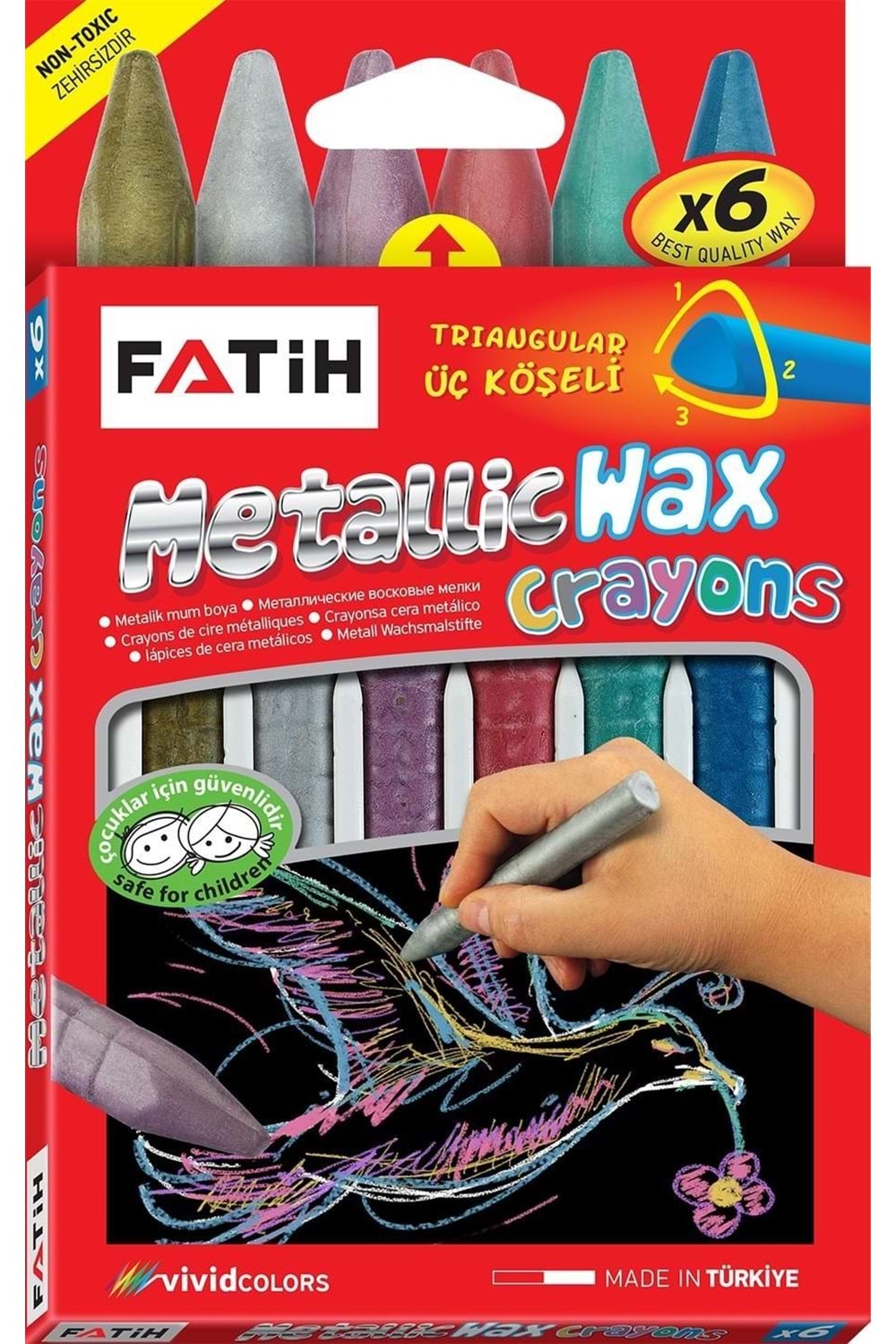 Fatih Mum Pastel Boya Wax Crayons Metalic Kısa 6 Renk | 50180