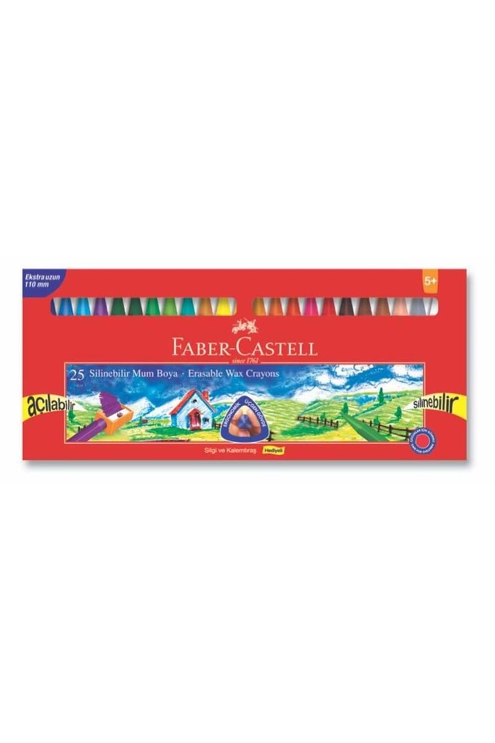 Faber Castell Silinebilir Mum Boya 25 Renk Wax Crayon Karton Kutu