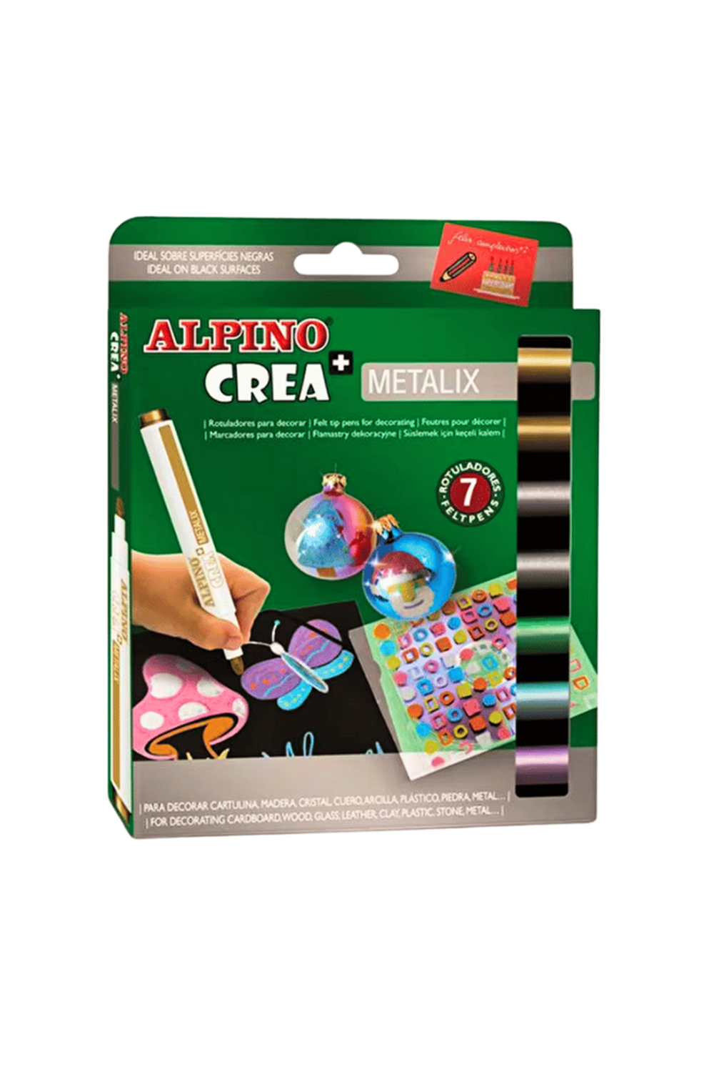 Alpino Crea Metalix Keçeli Metalik Kalem Seti 7'li Metalik Renkler | Ar 134