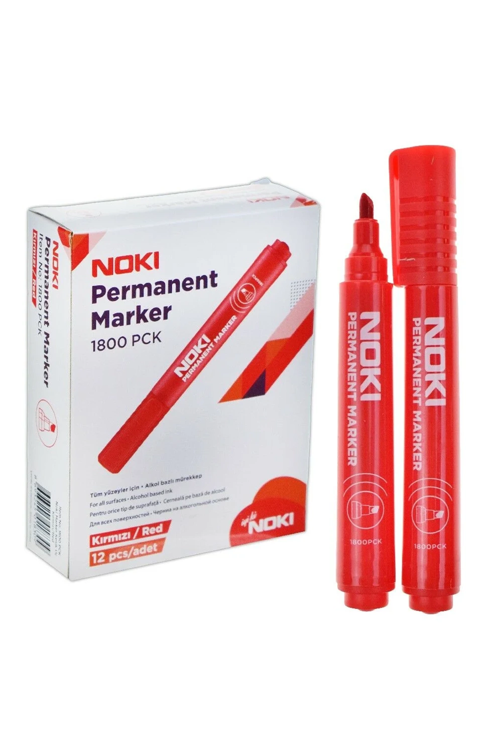 Noki Markör Kesik Uç Kırmızı 1800pck