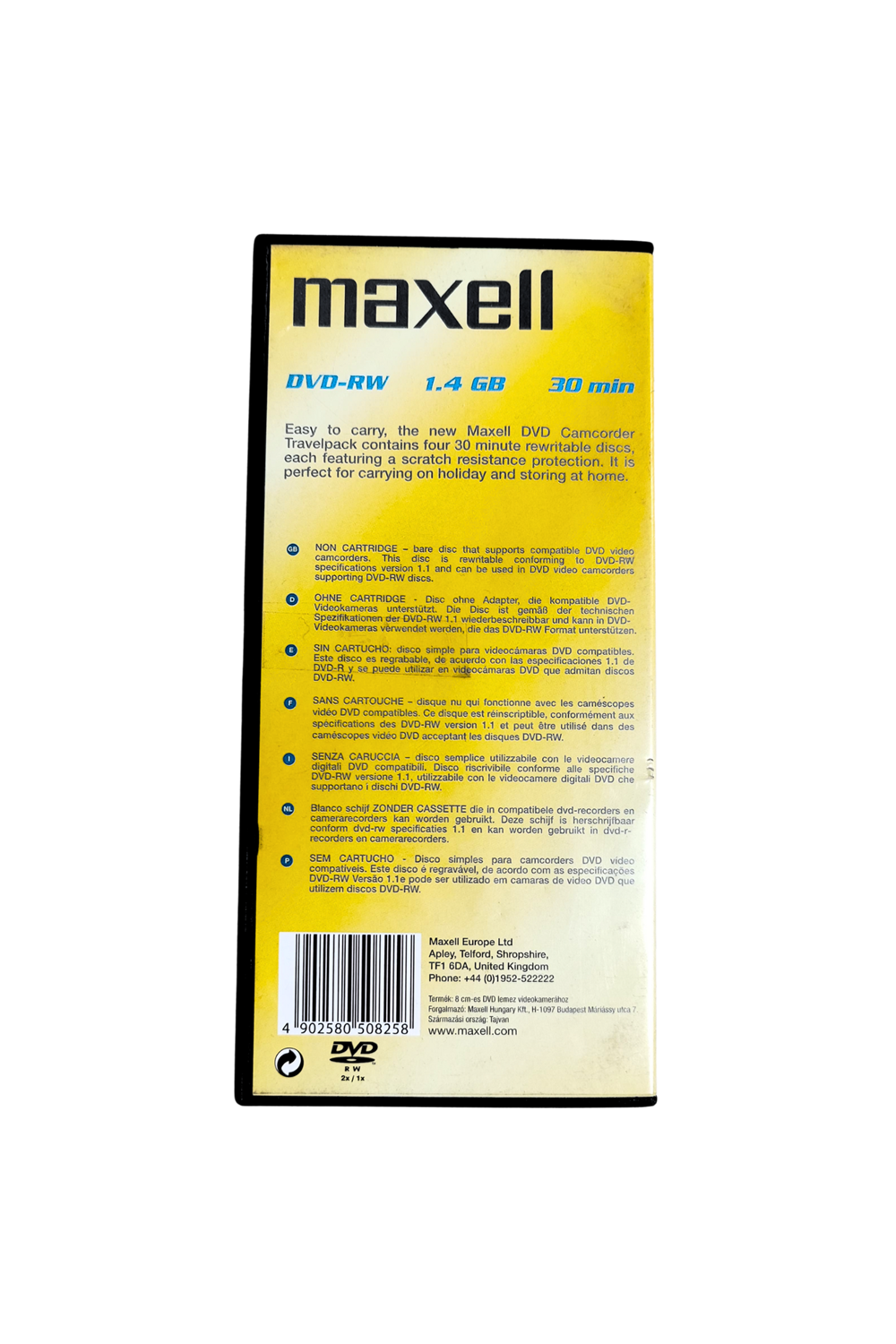 Maxell Dvf-rw 4 X 1.4gb 30min Discs Dvd Camcorder Travelpack