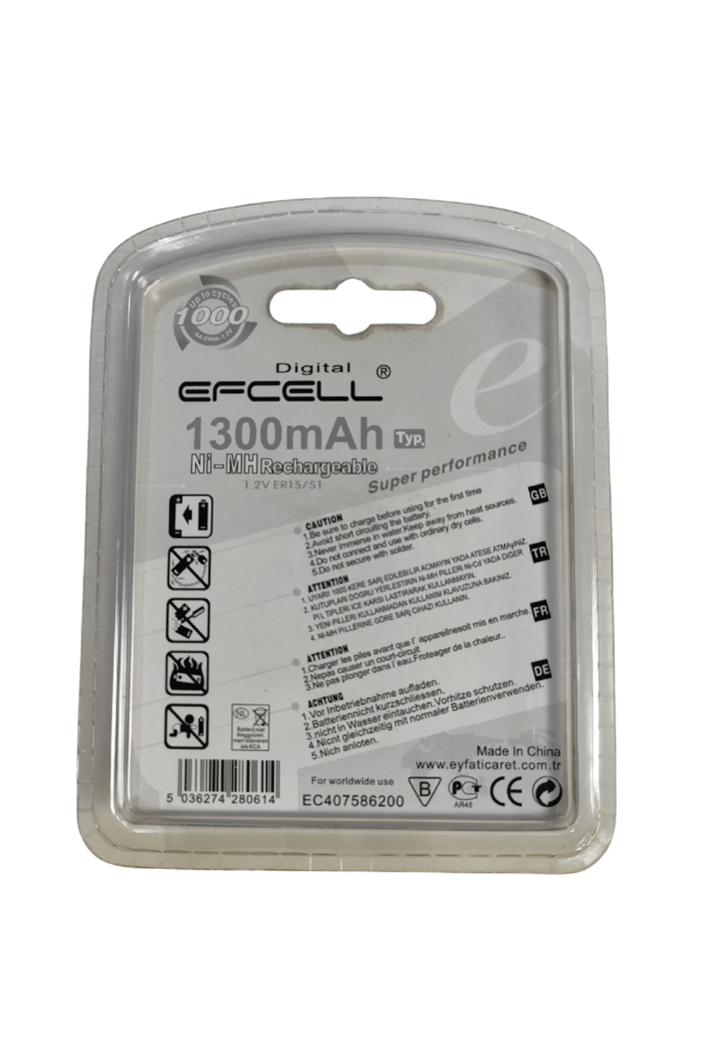 Efcell 1300 Mah Kalın Pil Şarjlı (teşhir Ürünü)