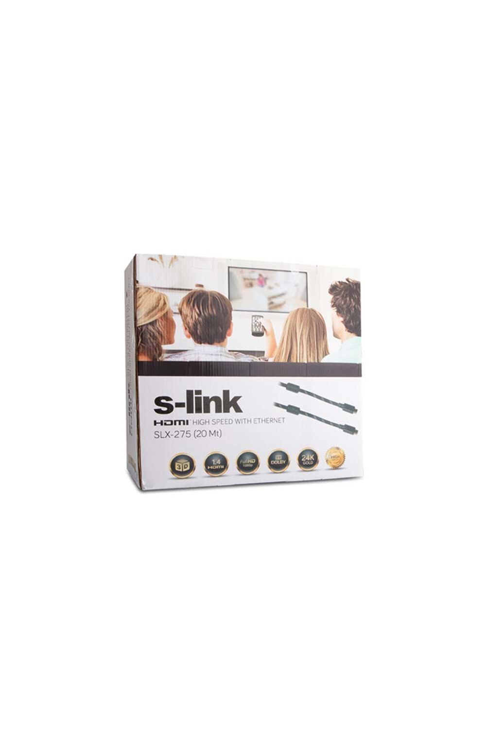 S-link Slx-275 Hdmı To Hdmı 20m Altın Uçlu 24k + Kor.kılıf 1.4 Ver. 3d Kablo