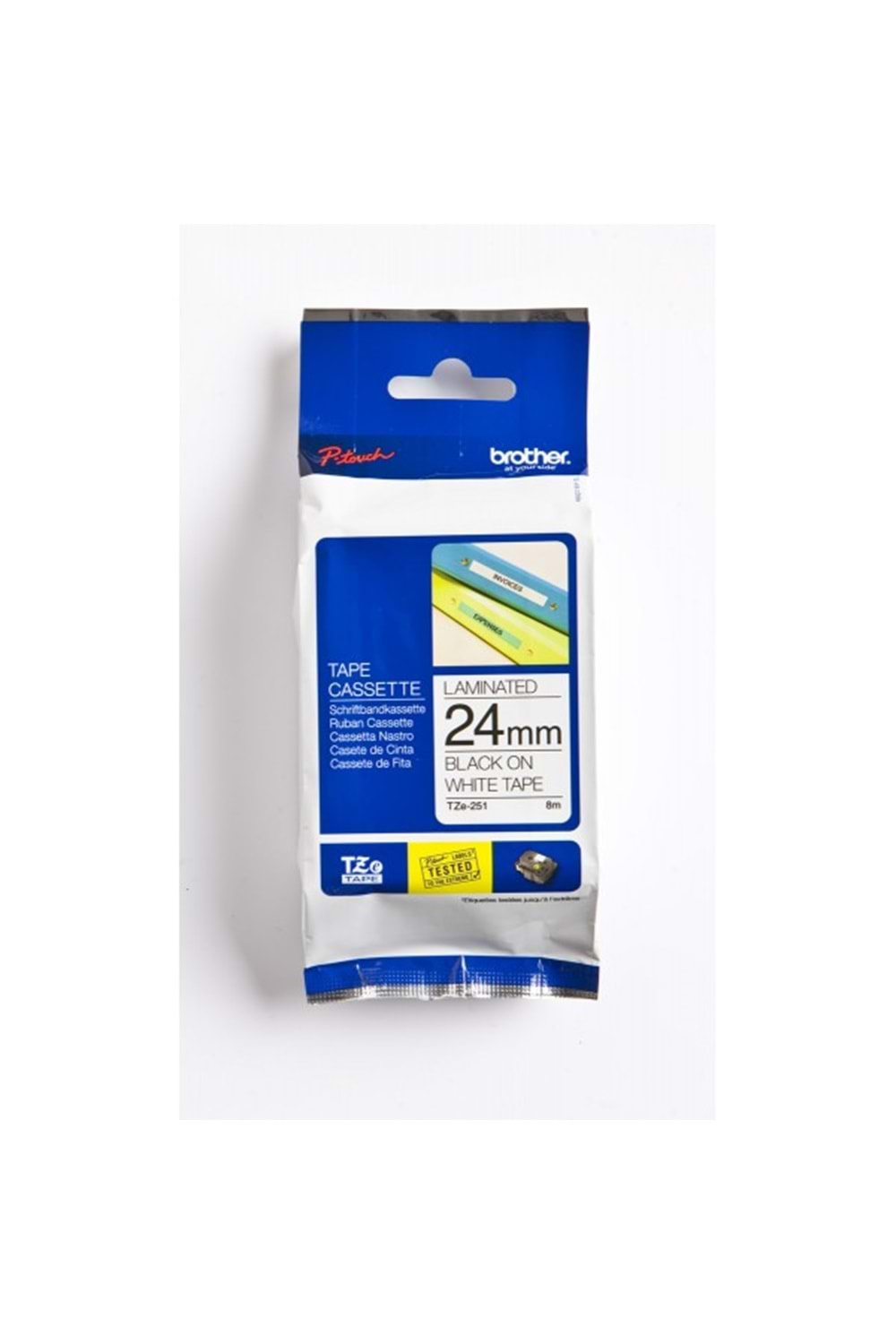 Brother Tze-251 24 Mm Beyaz Üzeri Siyah Laminasyonlu Etiket