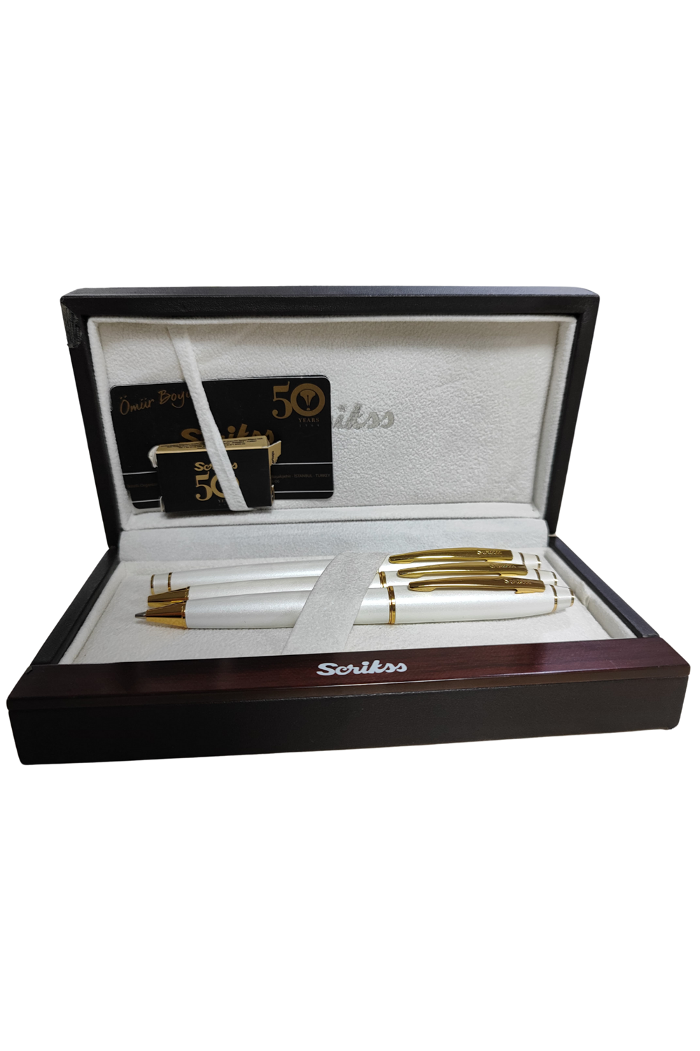 Scrikss Noble 35 Beyaz Altın 3lü Dolma&versatil&tükenmez Kalem Seti