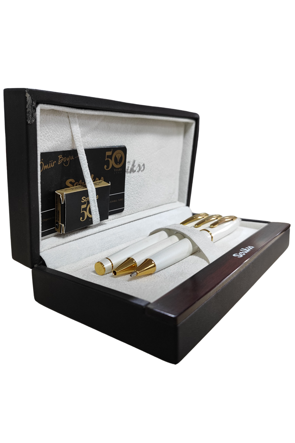 Scrikss Noble 35 Beyaz Altın 3lü Dolma&versatil&tükenmez Kalem Seti