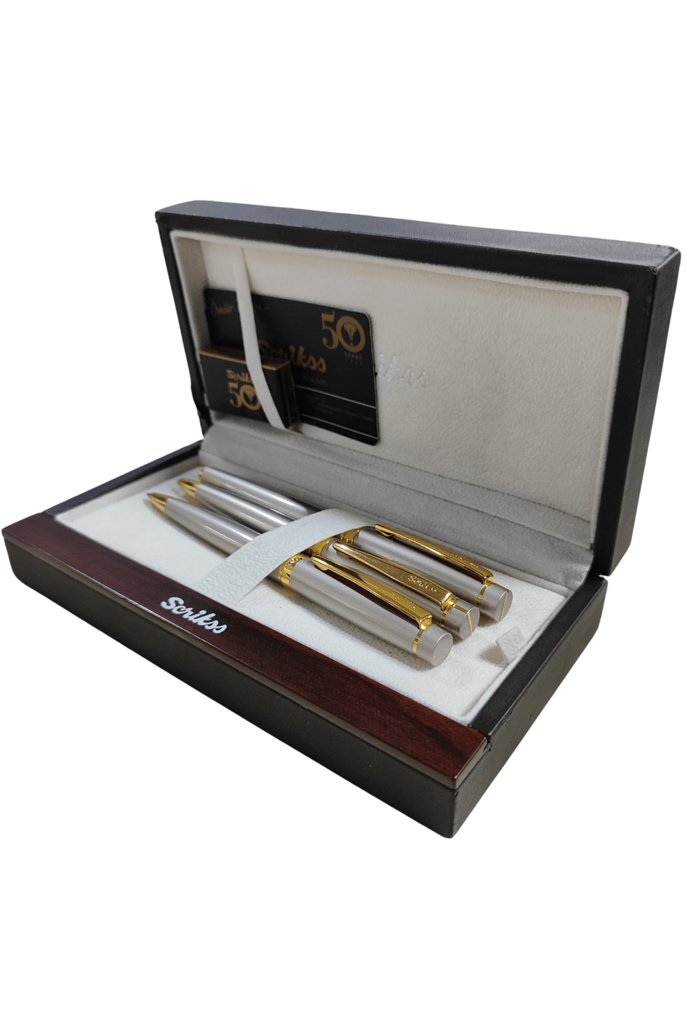 Scrikss Honour 38 Üçlü Takım Saten Altın Kalem Seti | Tükenmez & Dolma & Versatil Kalem