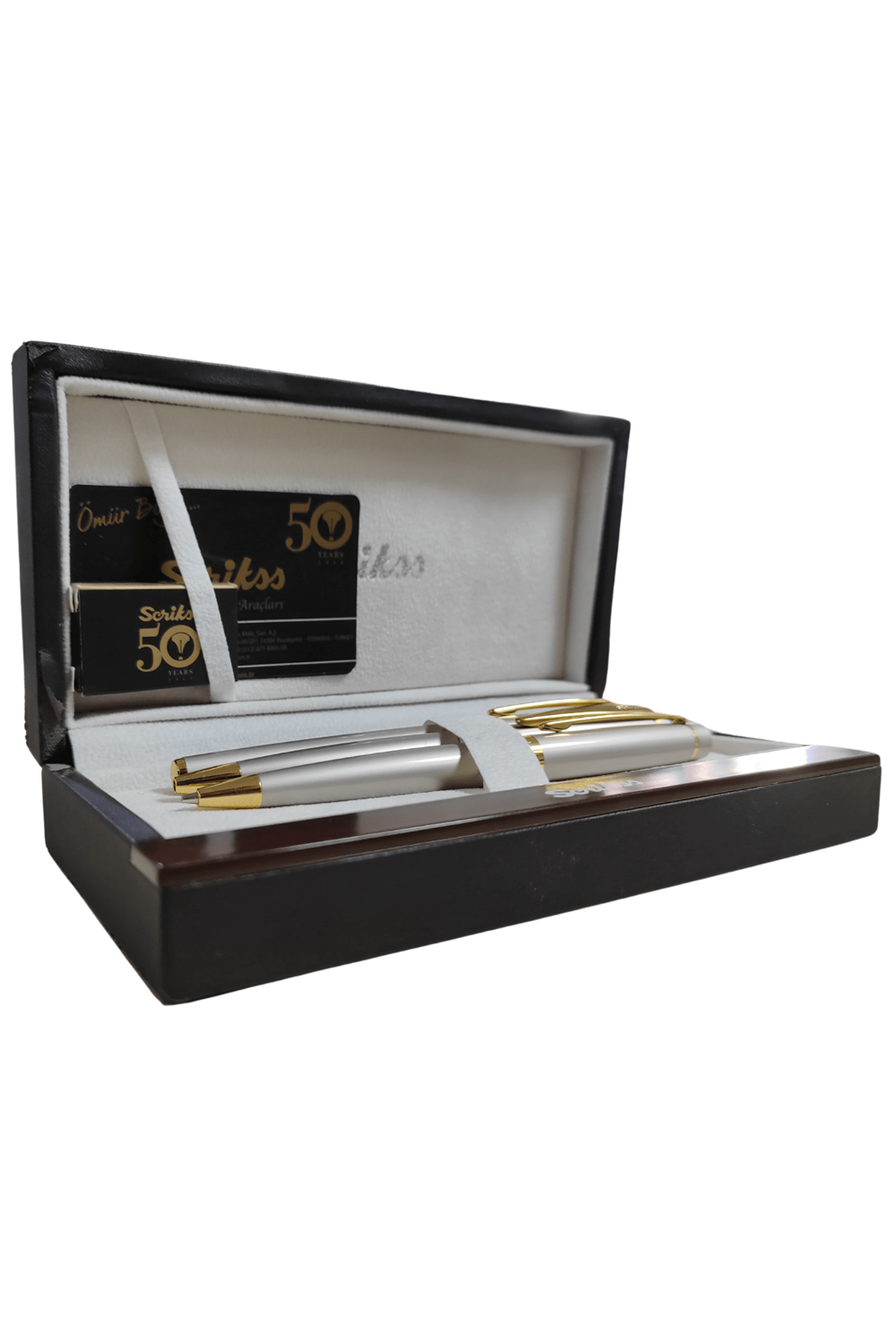 Scrikss Honour 38 Üçlü Takım Saten Altın Kalem Seti | Tükenmez & Dolma & Versatil Kalem