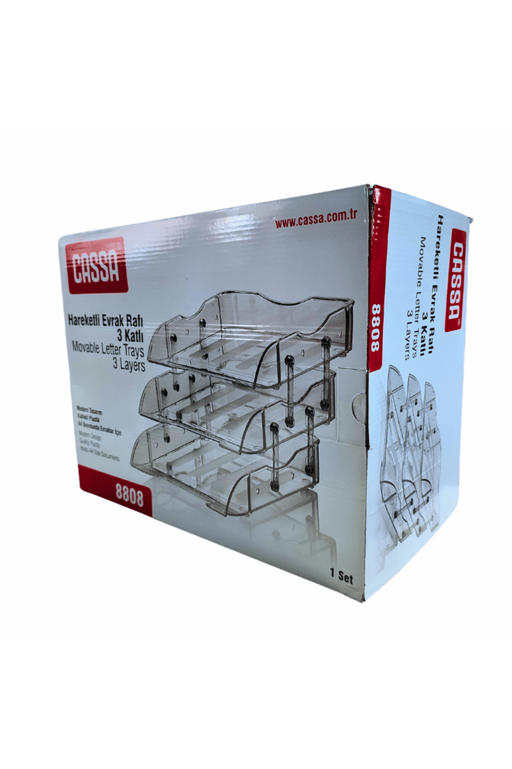 Cassa 3 Lü Evrak Rafı Hareketli Şeffaf 8808