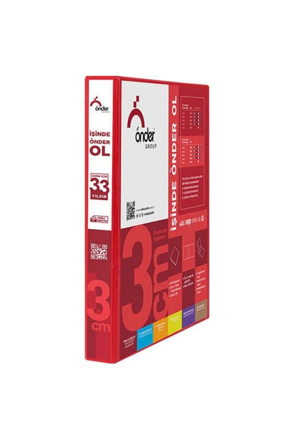 Önder Sunum Klasörü 4 Halkalı 30 Mm A4 Kırmızı 2013-2