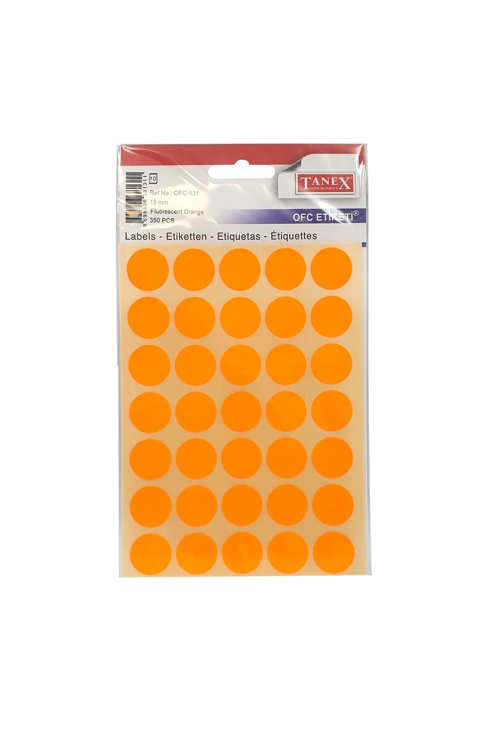 Tanex Florasan Ofc-131 Turuncu Ofis Etiketi 19mm