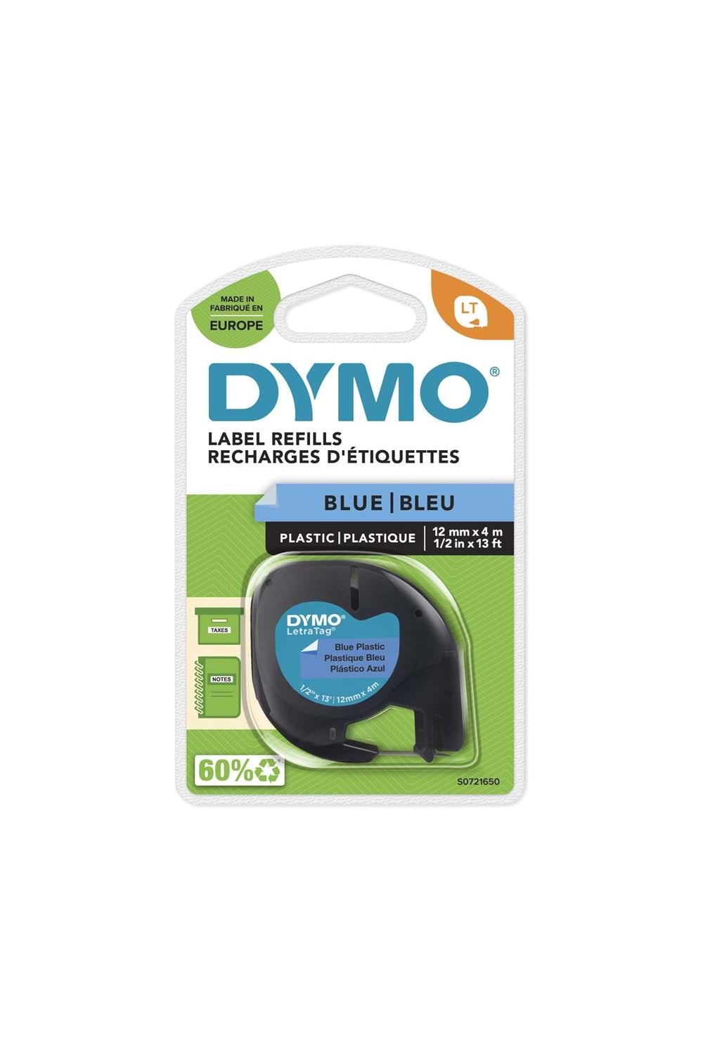 Dymo S0721650 Letratag Plastik Şerit ( 12 Mm X 4 Mt ) , Mavi (59426) 91205
