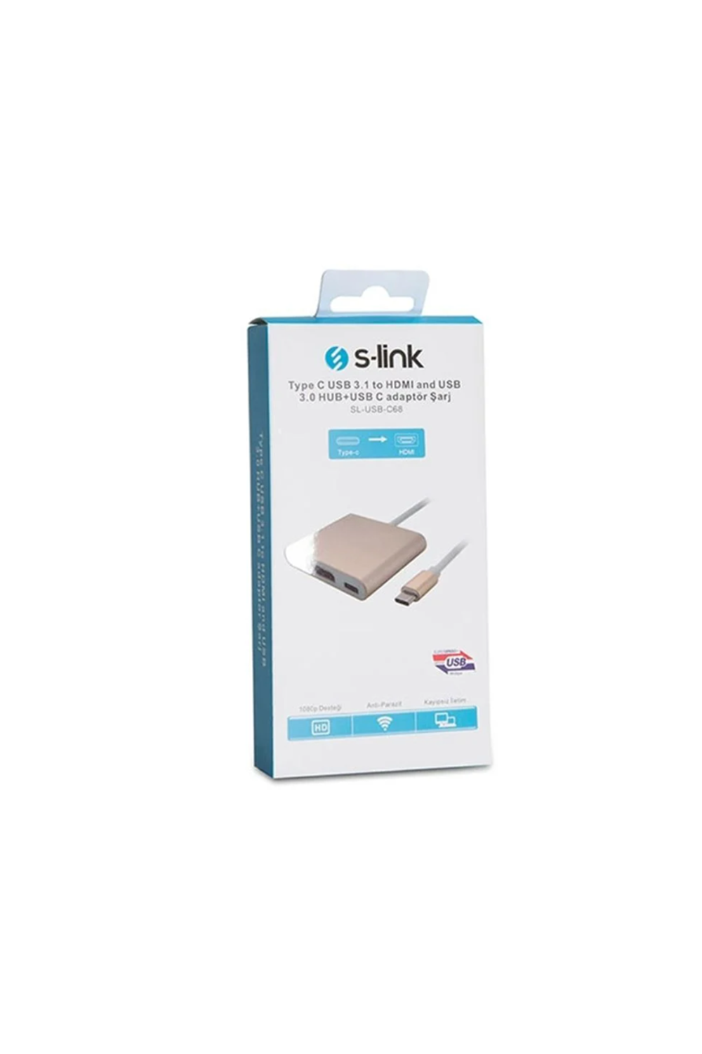 S-link Type C To Hdmı + Usb3.0 + Usb3.1 Dönüştürücü Adaptör Sl-usb-c68